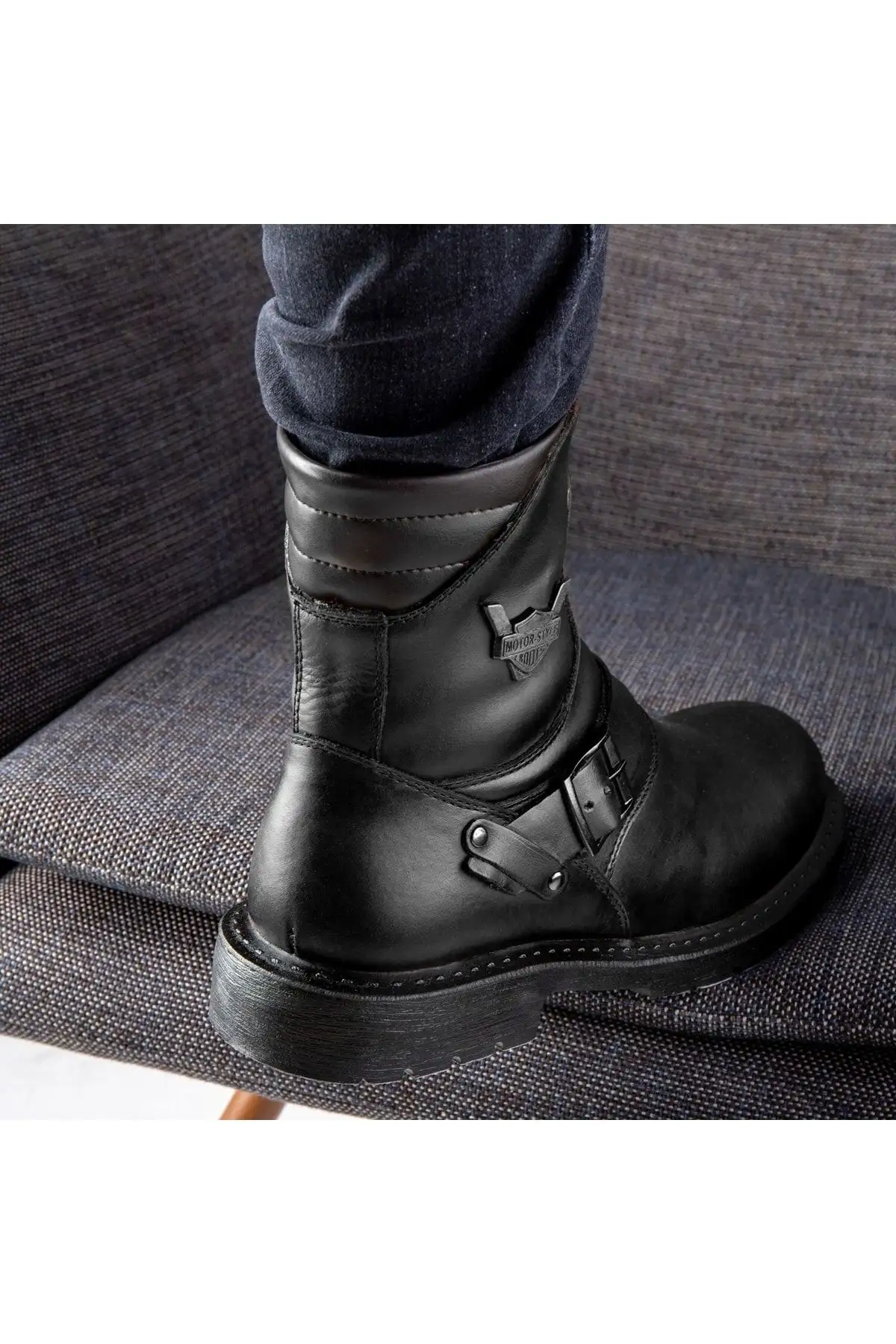 بوت مردانه بدون بند از چرم طبیعی با آستری پشمی، هارلی - 6841 بوت مردانه بدون بند از چرم طبیعی با آستری پشمی، هارلی - 6841