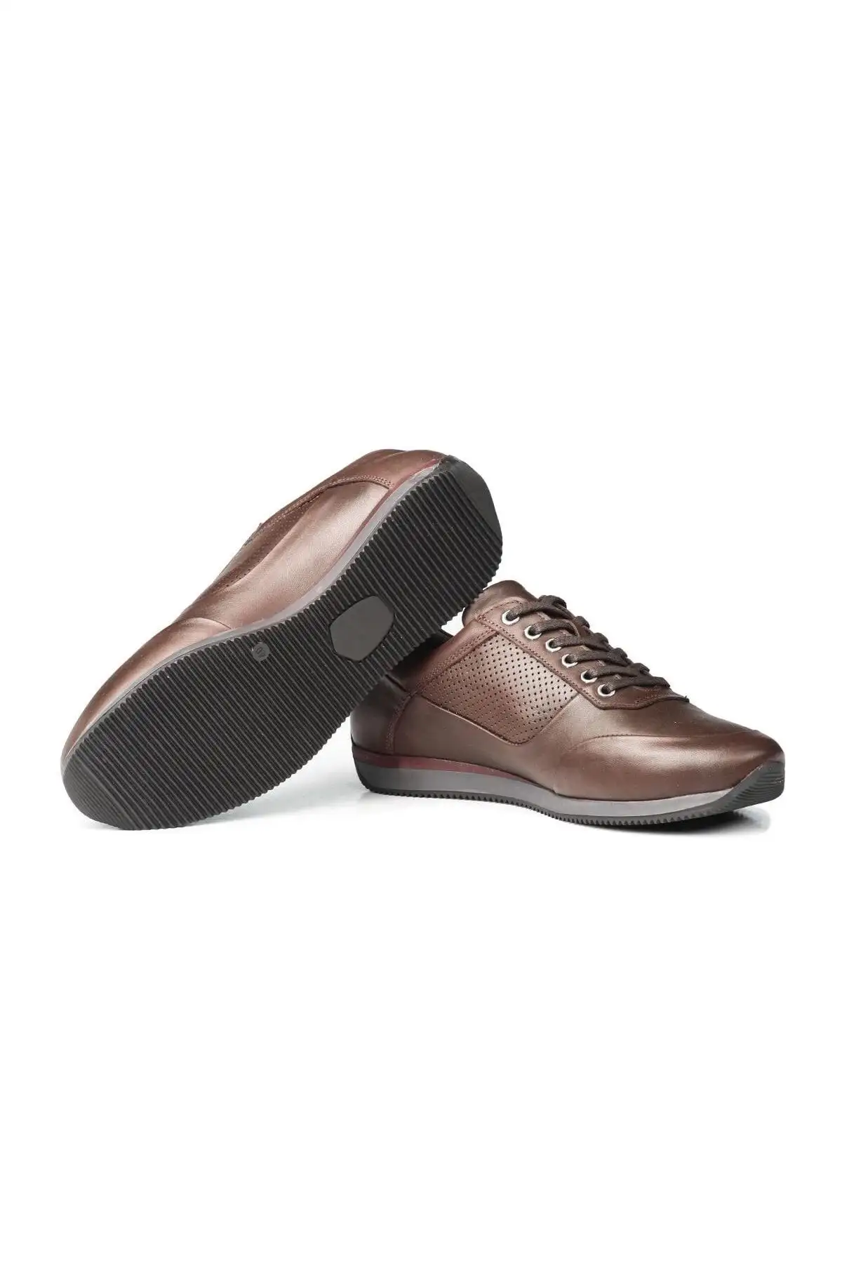 کفش سایز بزرگ مردانه  روزمره  نقطه شیر از چرم طبیعی با پشم خزدار رنگ قهوهای - 6716 کفش سایز بزرگ مردانه روزمره نقطه شیر از چرم طبیعی با پشم خزدار رنگ قهوهای - 6716