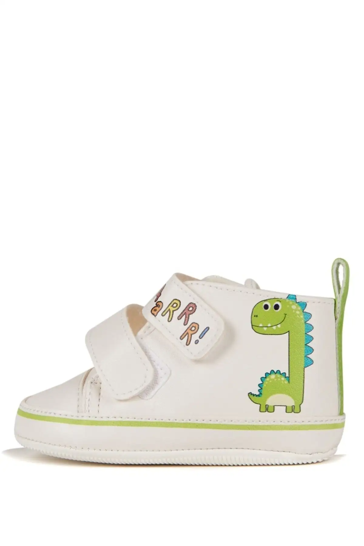 کفش نوزاد پسر  اول گام   با بند چسبی طرح دایناسور - 5446 کفش نوزاد پسر اول گام با بند چسبی طرح دایناسور - 5446