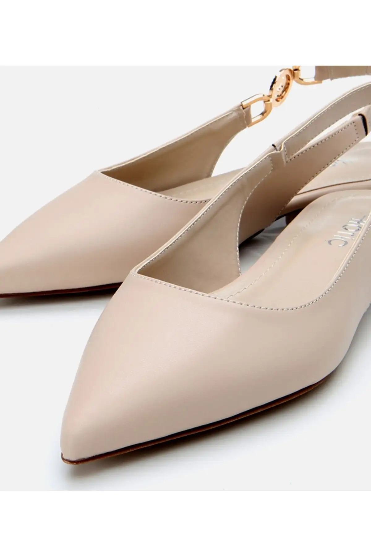 کفش تخت زنانه بابت بژ با پشت باز - 6861 کفش تخت زنانه بابت بژ با پشت باز - 6861