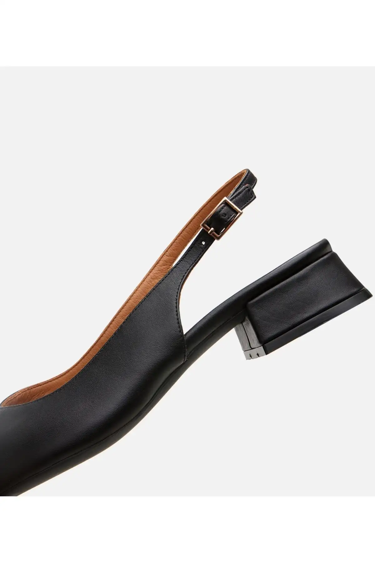 کفش تخت زنانه بابت مشکی چرم با پشت باز - 6859