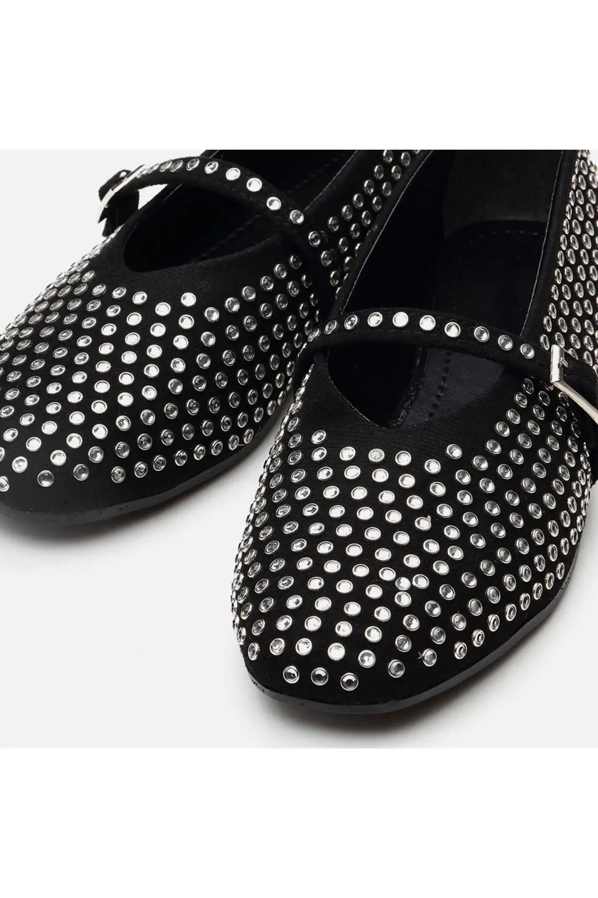 کفش تخت زنانه بابت  با سنگ سیاه - 6869 کفش تخت زنانه بابت با سنگ سیاه - 6869