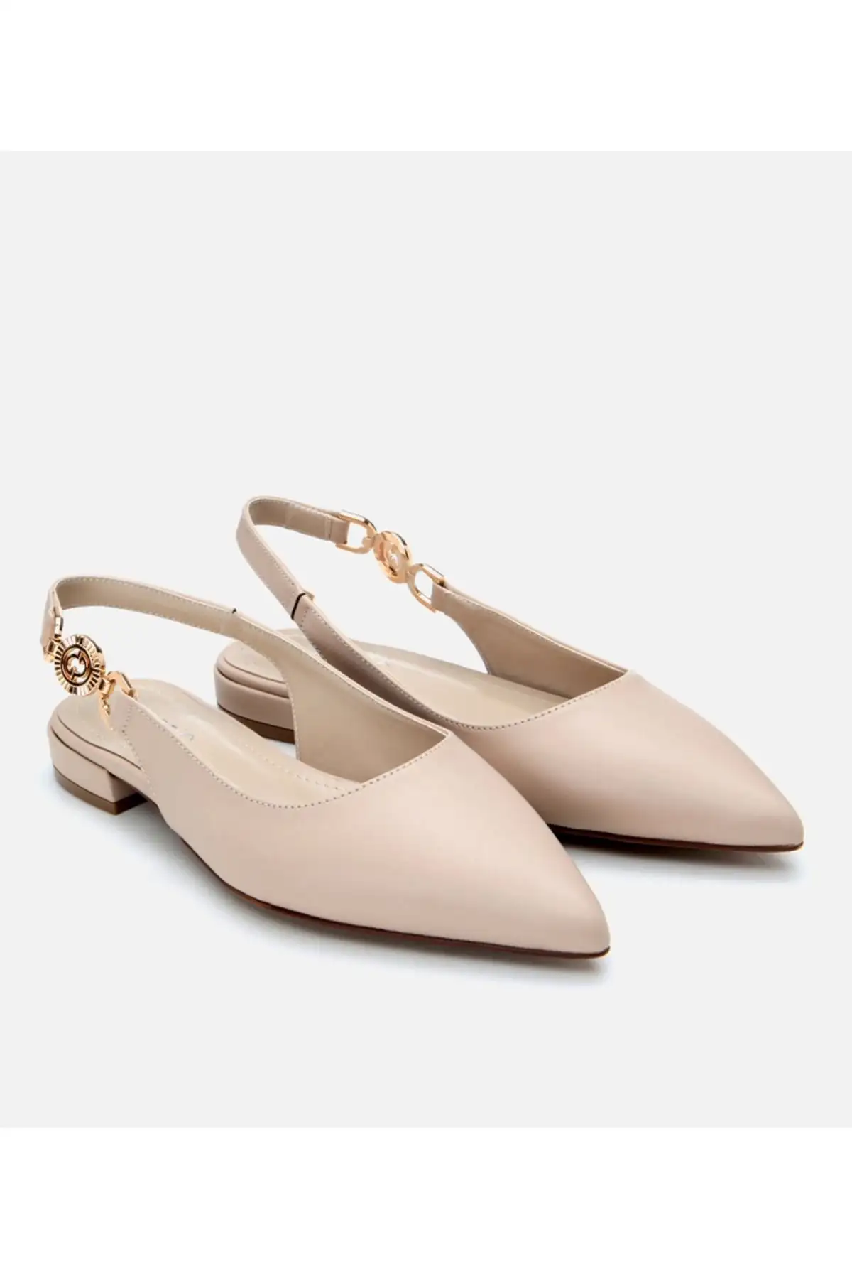 کفش تخت زنانه بابت بژ با پشت باز - 6861 کفش تخت زنانه بابت بژ با پشت باز - 6861