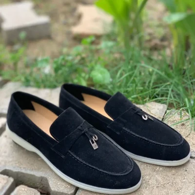 کفش مجلسی زنانه مردانه لوفر جیر سیاه، کلاسیک، تابستانی - 5679