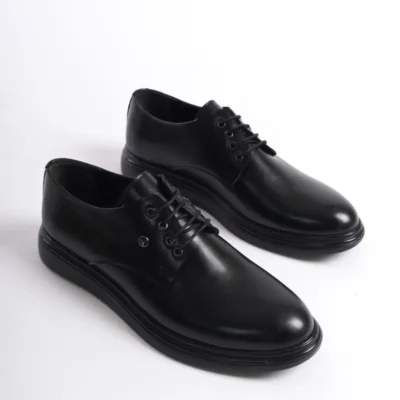 کفش رسمی مردانه Mbrgn86-s loafer چرم مشکی با بند - 6369