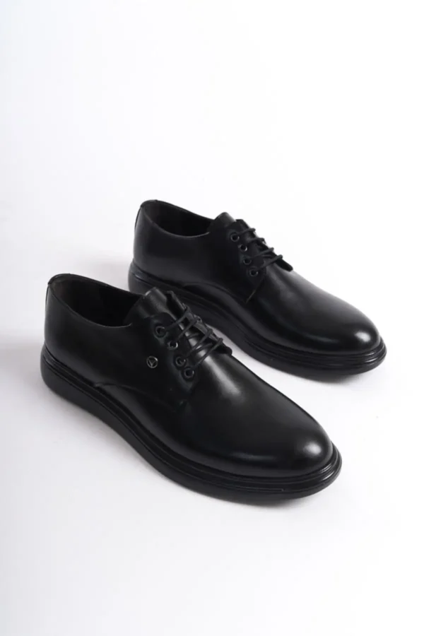 کفش رسمی مردانه Mbrgn86-s loafer چرم مشکی با بند - 6369