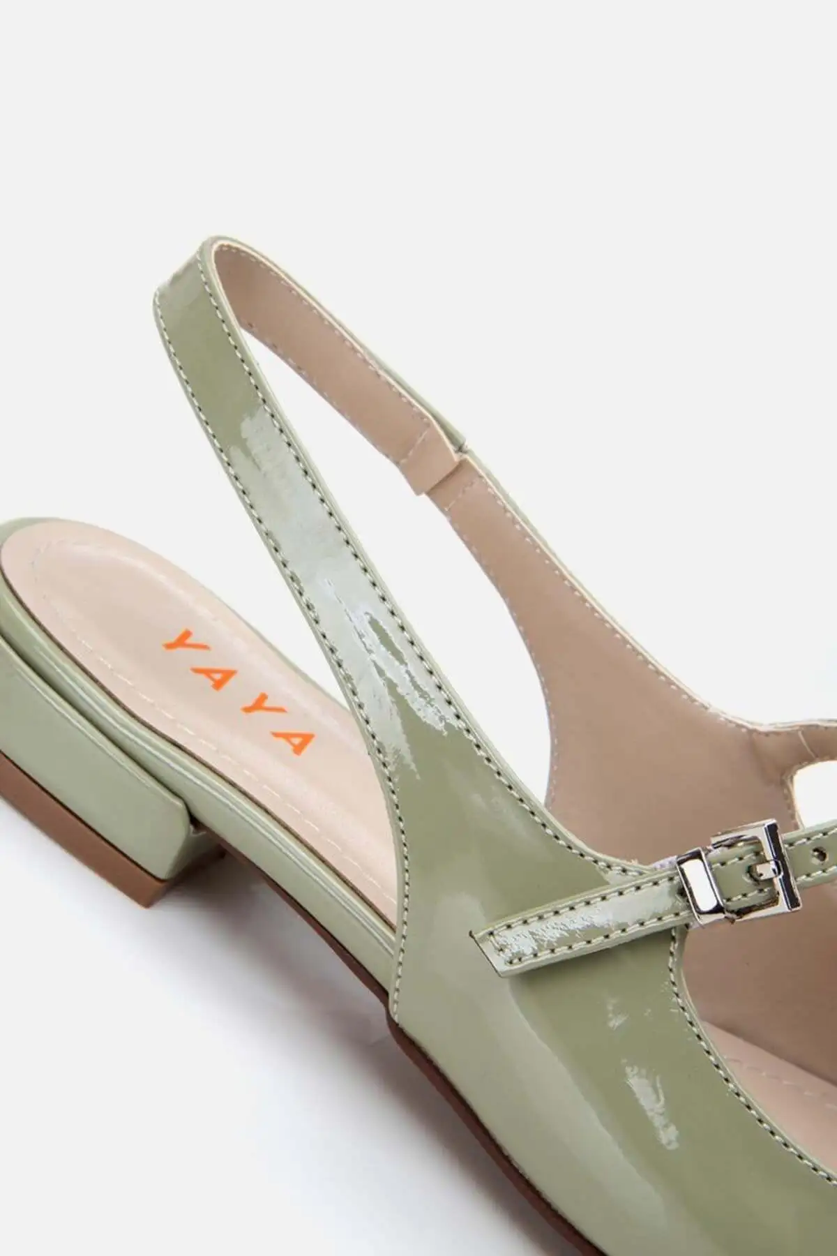 کفش تخت زنانه بابت  سبز براق با کفی قابل تنظیم - 6858 کفش تخت زنانه بابت سبز براق با کفی قابل تنظیم - 6858