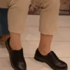 کفش مجلسی زنانه آکسفورد مشکی چرم با طرح ساده - 6218