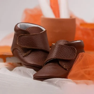 کفش نوزاد پسر Bot بچگانه چرمی با قفل لژیو و رنگ قهوهای - 7146