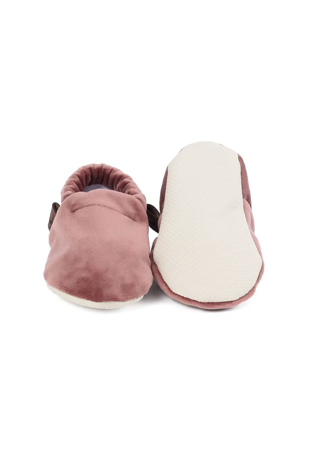 کفش نوزاد دختر پاپوش  مخملی به رنگ صورتی کمرنگ - 5499 کفش نوزاد دختر پاپوش مخملی به رنگ صورتی کمرنگ - 5499