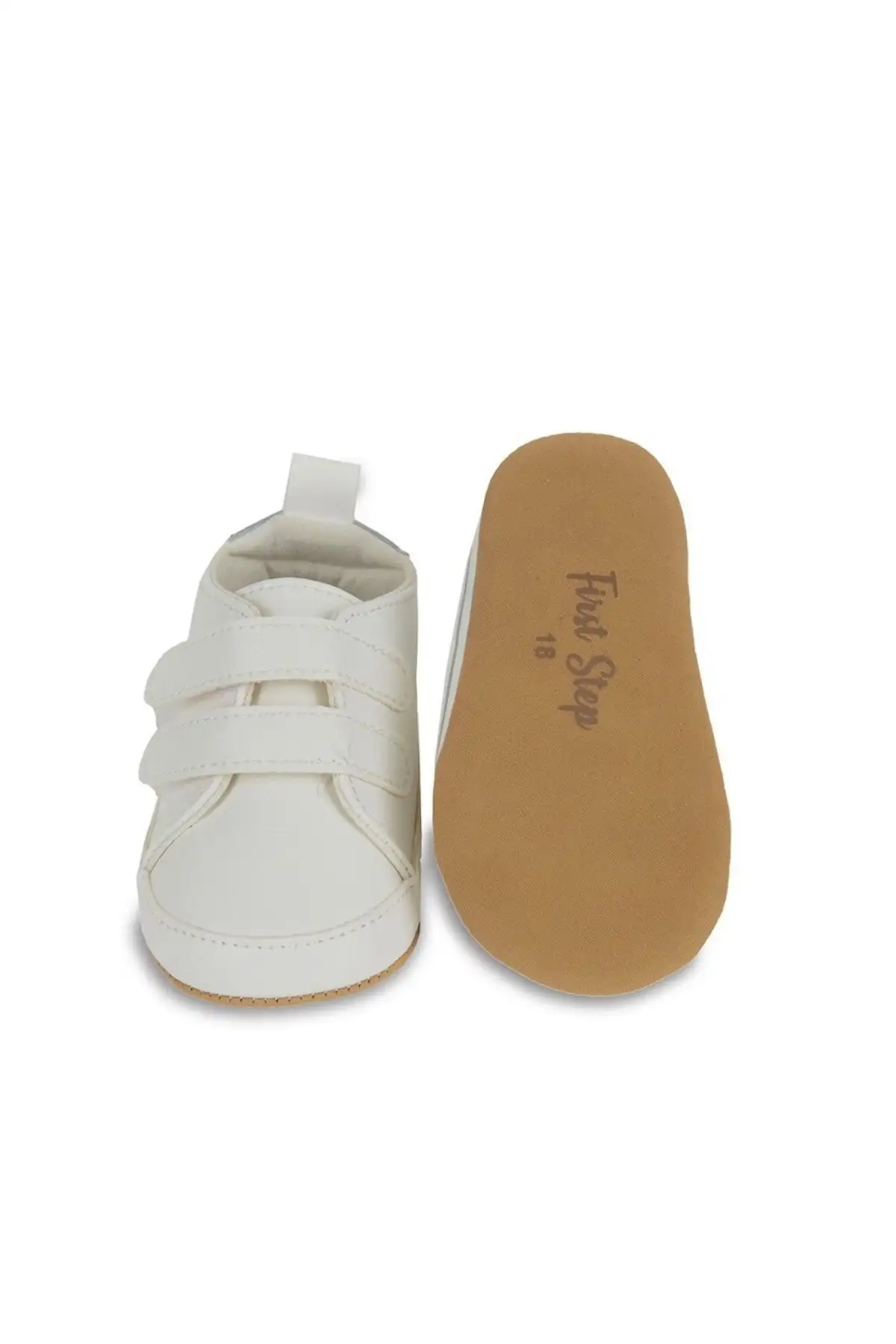 کفش نوزاد دختر پاپوش انه ی با بند چسبی سفید و ستارههای نقرهای - مدل g-2352 - 5480 کفش نوزاد دختر پاپوش انه ی با بند چسبی سفید و ستارههای نقرهای - مدل g-2352 - 5480