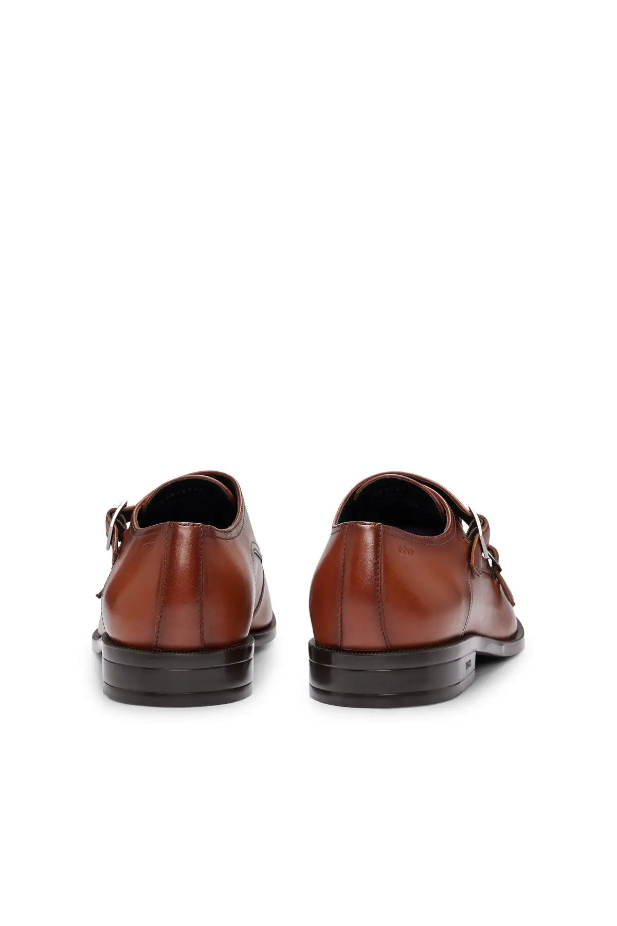 کفش روزمره مردانه کار دو بندی با کمربند، از چرم صاف و برند دار - 5962