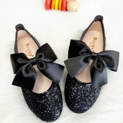 کفش دخترانه باله مشکی با پولک برن - 5839