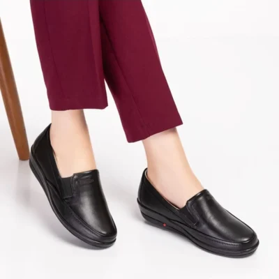 کفش زنانه چرم طبیعی دیابتی ارتوپدیک - 6536