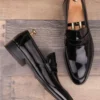 کفش رسمی مردانه کلاسیک چرم طبیعی مشکی براق - 7030