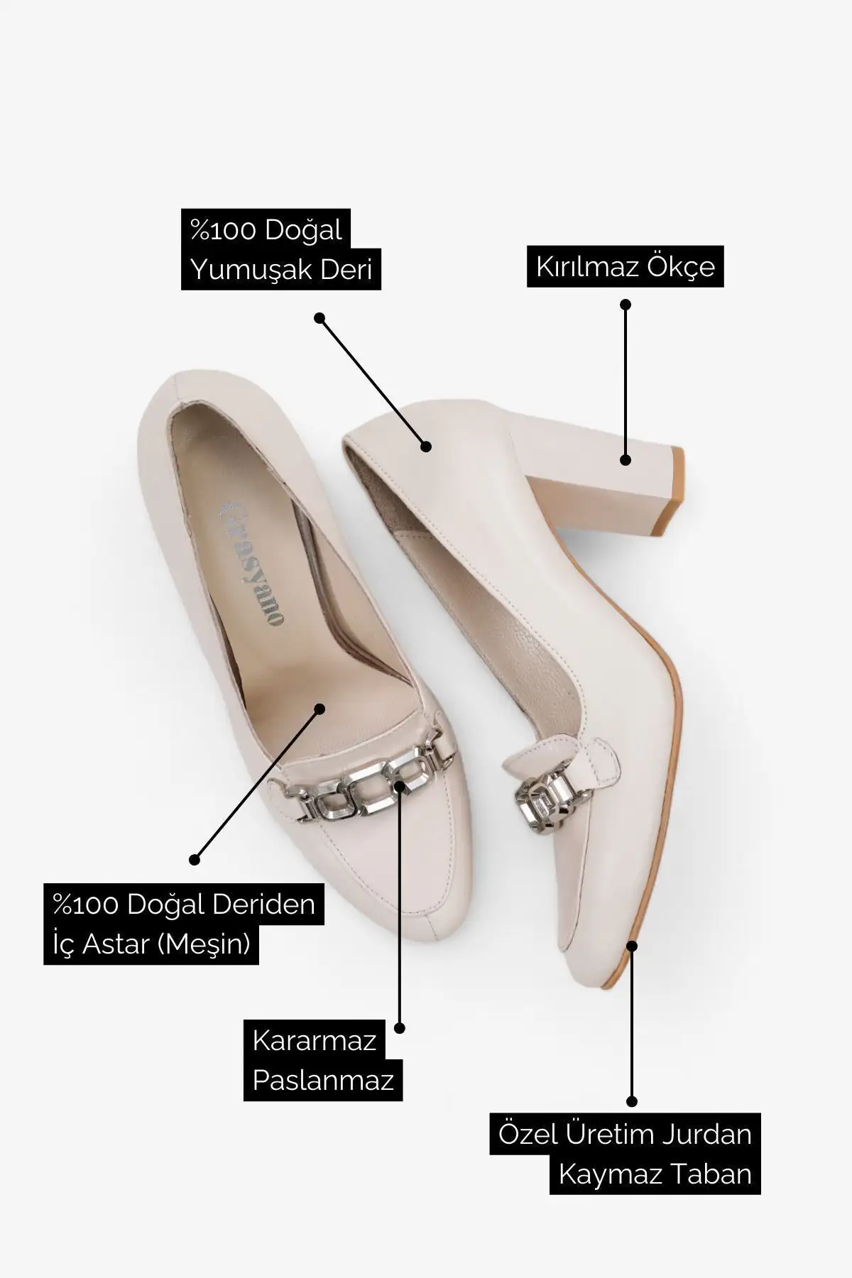 کفش مجلسی زنانه  کلاسیک  چرم اصل اکرو-کرم با طراحی ظریف و شیک، نرم و راحت با پاشنه ۷.۵ سانتیمتر ضخیم - 5702 کفش مجلسی زنانه کلاسیک چرم اصل اکرو-کرم با طراحی ظریف و شیک، نرم و راحت با پاشنه ۷.۵ سانتیمتر ضخیم - 5702