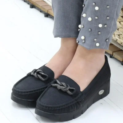 کفش پاشنه‌ بلند زنانه آناتومیک جین مشکی - 5769