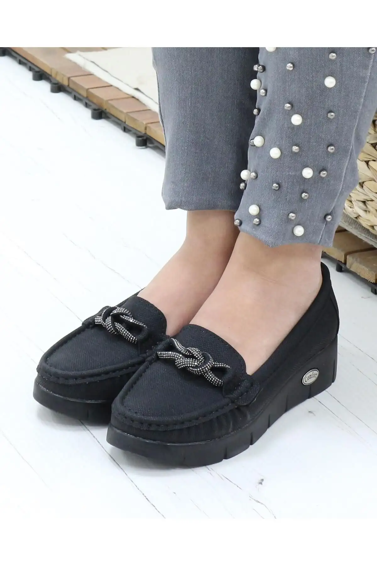 کفش پاشنه بلند زنانه   آناتومیک جین مشکی - 5769 کفش پاشنه بلند زنانه آناتومیک جین مشکی - 5769