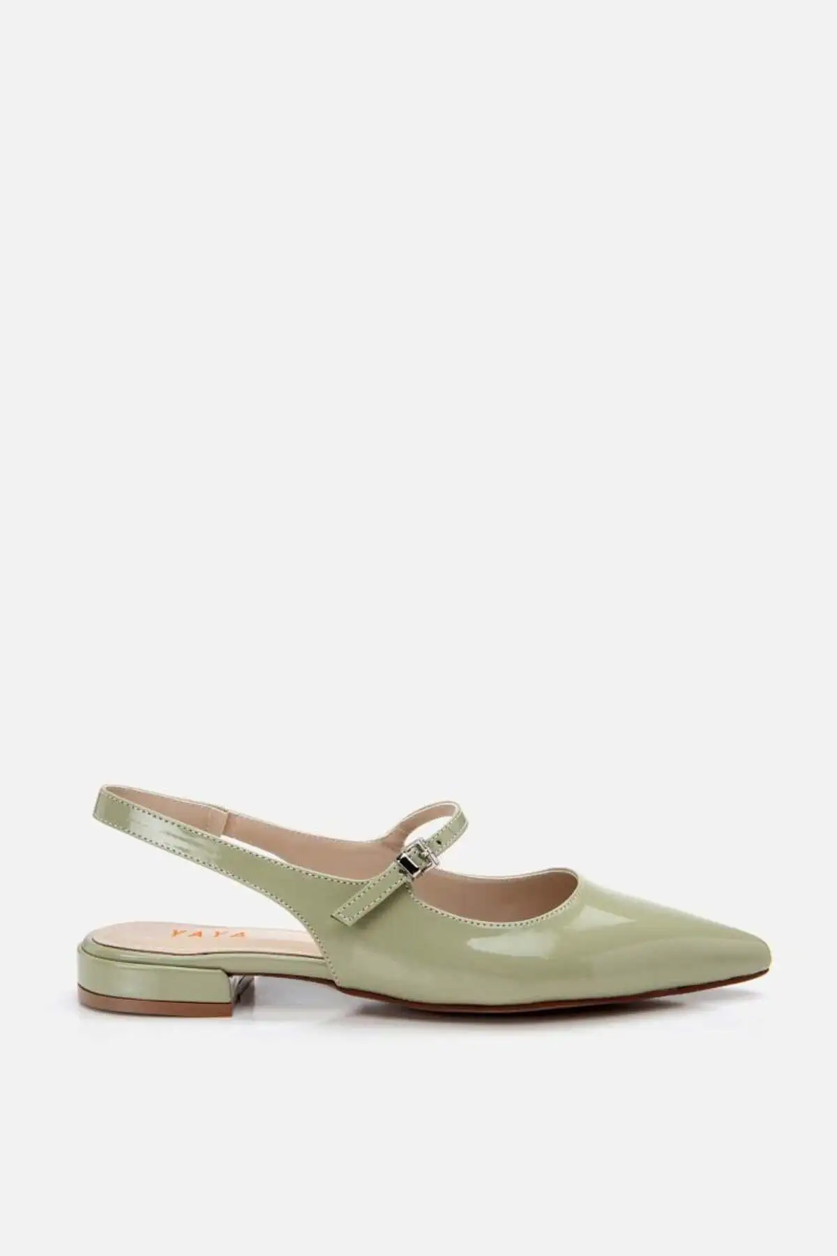 کفش تخت زنانه بابت  سبز براق با کفی قابل تنظیم - 6858 کفش تخت زنانه بابت سبز براق با کفی قابل تنظیم - 6858