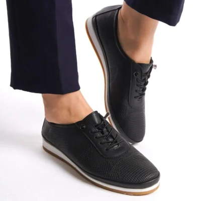 کفش اداری زنانه روزمره با بند، راحت و ارگونومیک از جنس چرم - 6243