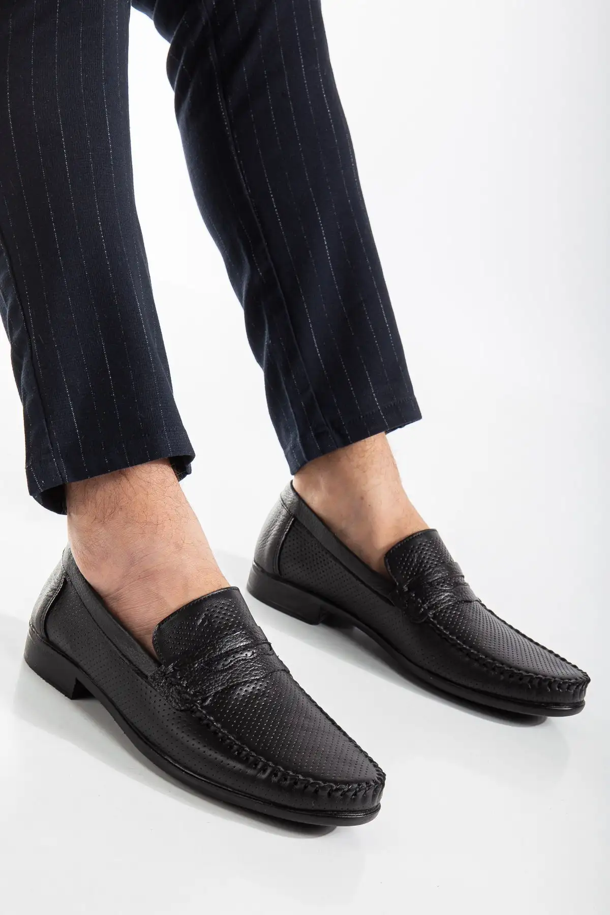 کفش رسمی مردانه روزمره راحت مشکی با جلد طبیعی - 6021 کفش رسمی مردانه روزمره راحت مشکی با جلد طبیعی - 6021