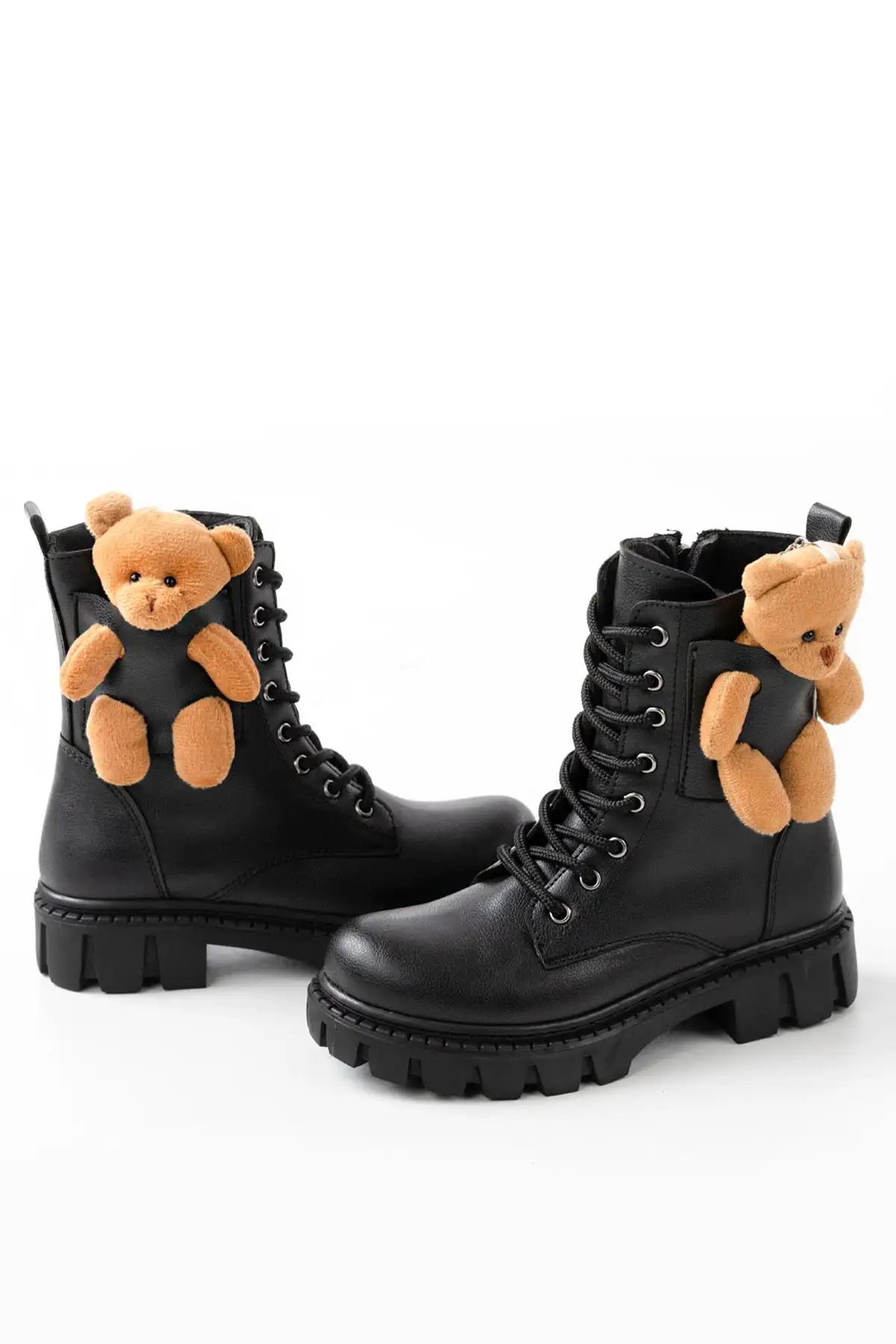 بوت بچگانه Bot کفی ضخیم و آناتومیک بچهگانه دخترانه با قابلیت ضد آب و تضمینی، دارای زیپ و بند و تزئین با عروسک خرس. - 5576 بوت بچگانه Bot کفی ضخیم و آناتومیک بچهگانه دخترانه با قابلیت ضد آب و تضمینی، دارای زیپ و بند و تزئین با عروسک خرس. - 5576