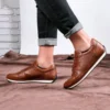 کفش سایز بزرگ مردانه آجئو روزمره از چرم طبیعی رنگ قهوه‌ای - 6724