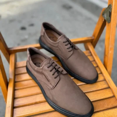 کفش روزمره مردانه اکسفورد کلاسیک با زیره پُر شده از چرم طبیعی و اورتوپدیک - 6053