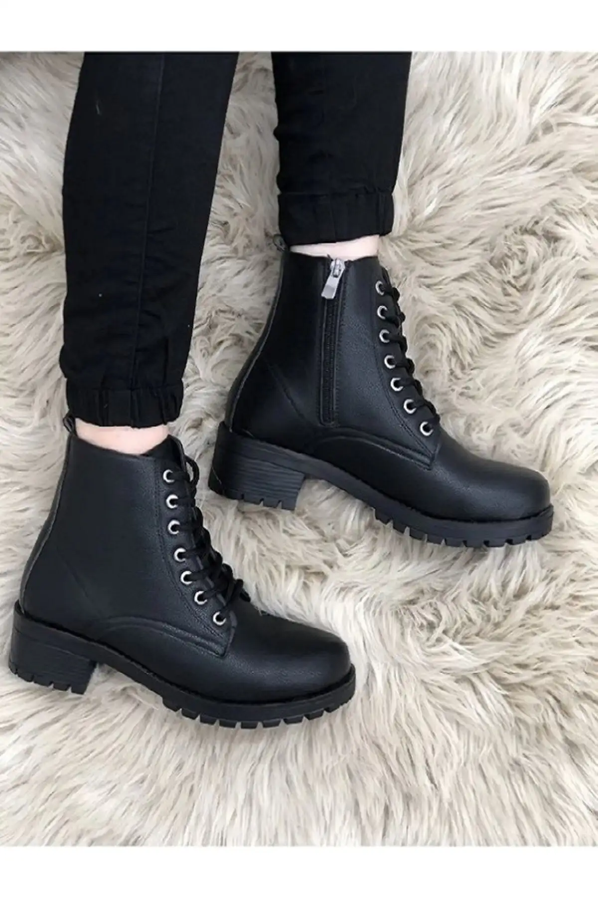 بوت و نیم‌ بوت زنانه زمستانی با زیپ ساق کتاه، طراحی مد رز با کفی ضدلغزش بنددار. - 5635