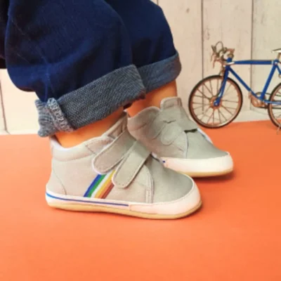 کفش نوزاد پسر پاتیک اول قدمی سایز مردانه با نوار رنگی طوسی-گروه گ-2351 - 5462