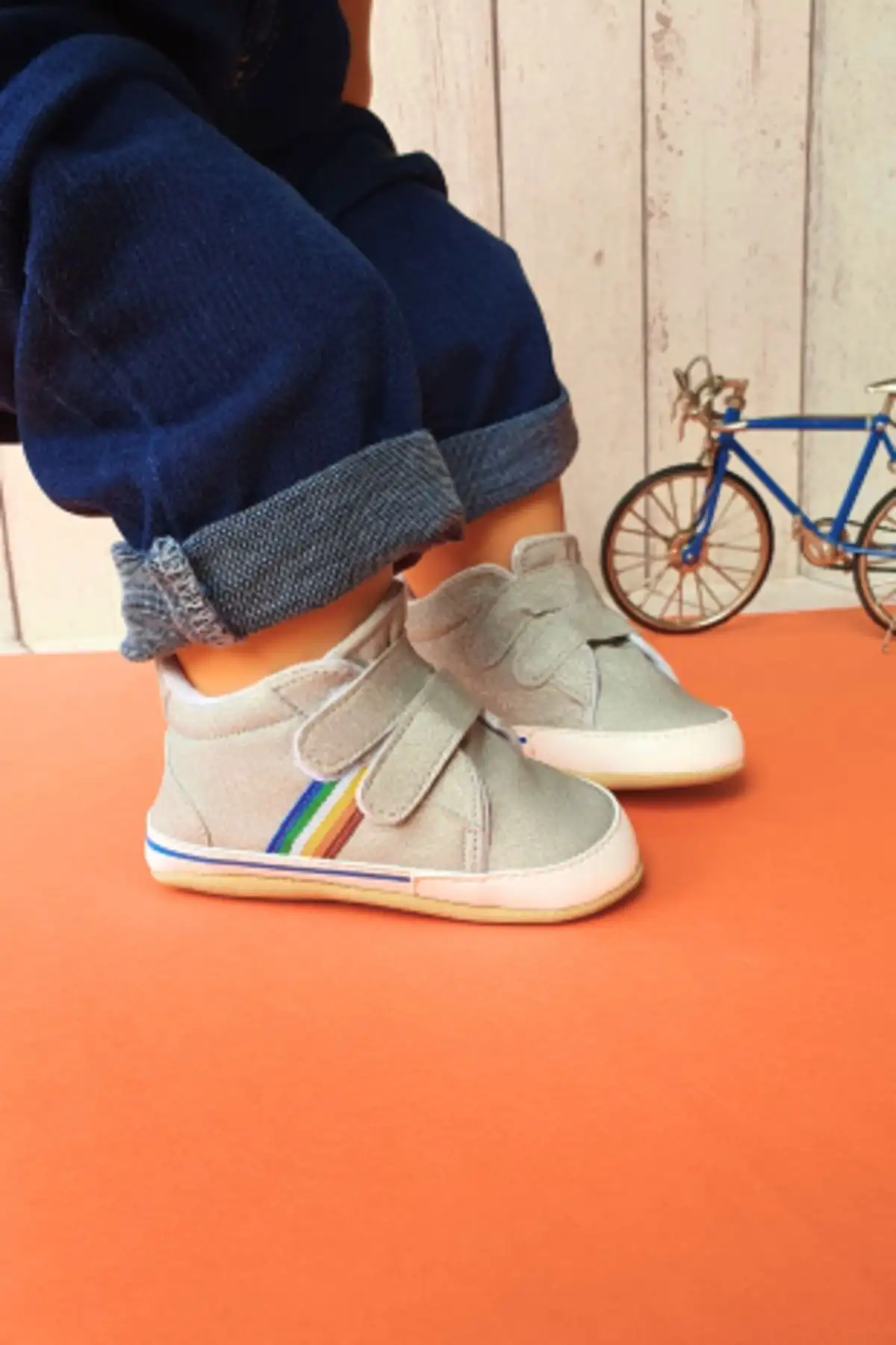 کفش نوزاد پسر پاتیک اول قدمی سایز مردانه با نوار رنگی طوسی-گروه گ-2351 - 5462