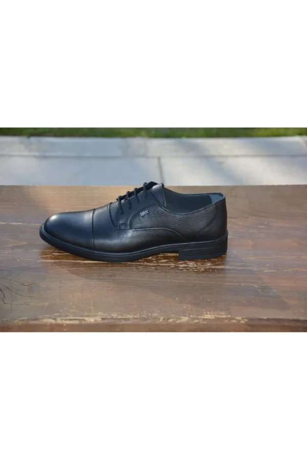 کفش رسمی مردانه زمستانی برنی مدل M574، از چرم طبیعی با زیره لاستیکی و بنددار - 6008