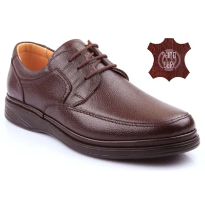 کفش روزمره مردانه اورجینال از جنس چرم طبیعی با طراحی فوق‌العاده اورتوپدیک و سایز بزرگ 701-10 - 5398