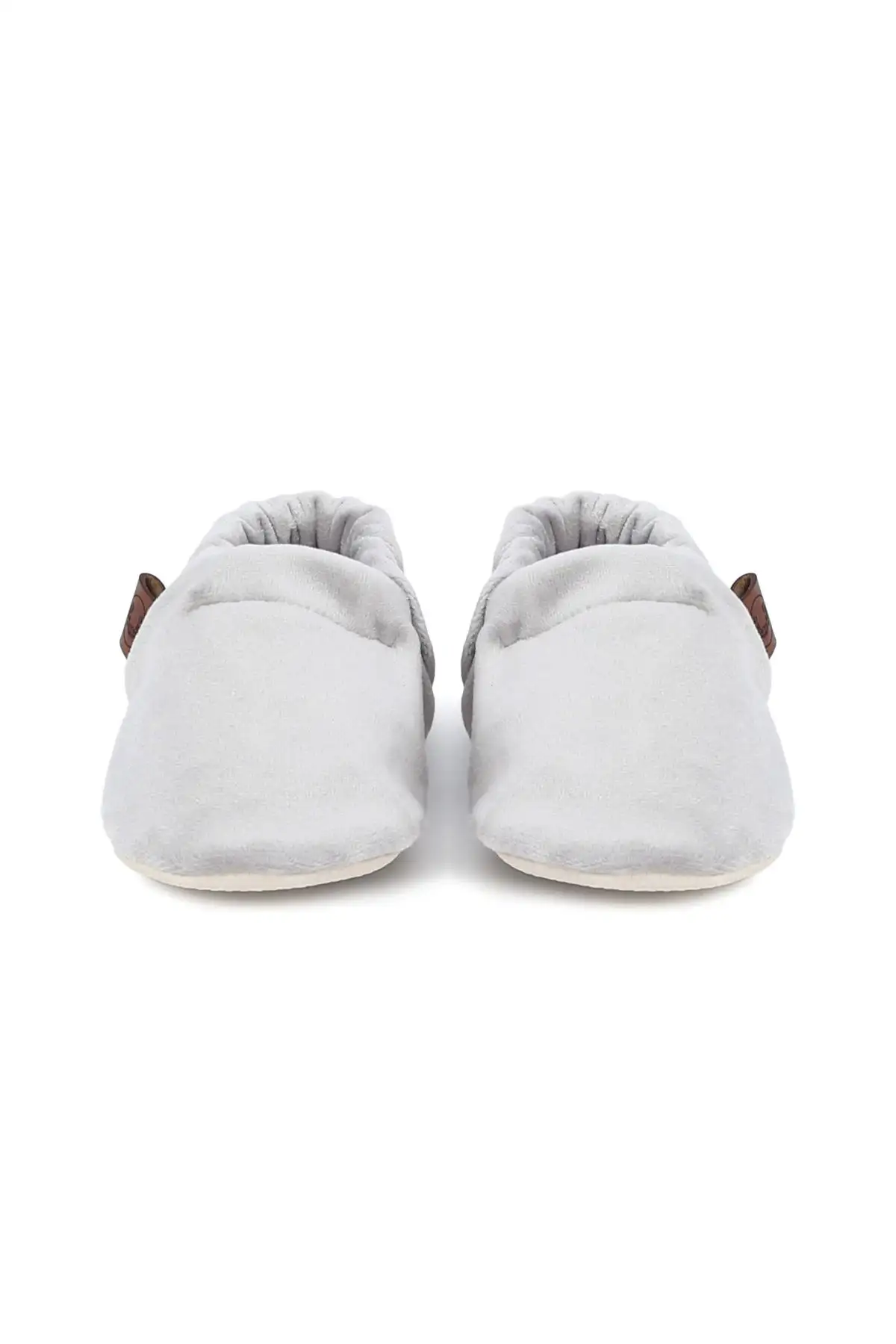 کفش نوزاد پسر پاپوش  مخملی به رنگ خاکستری روشن - 6552 کفش نوزاد پسر پاپوش مخملی به رنگ خاکستری روشن - 6552