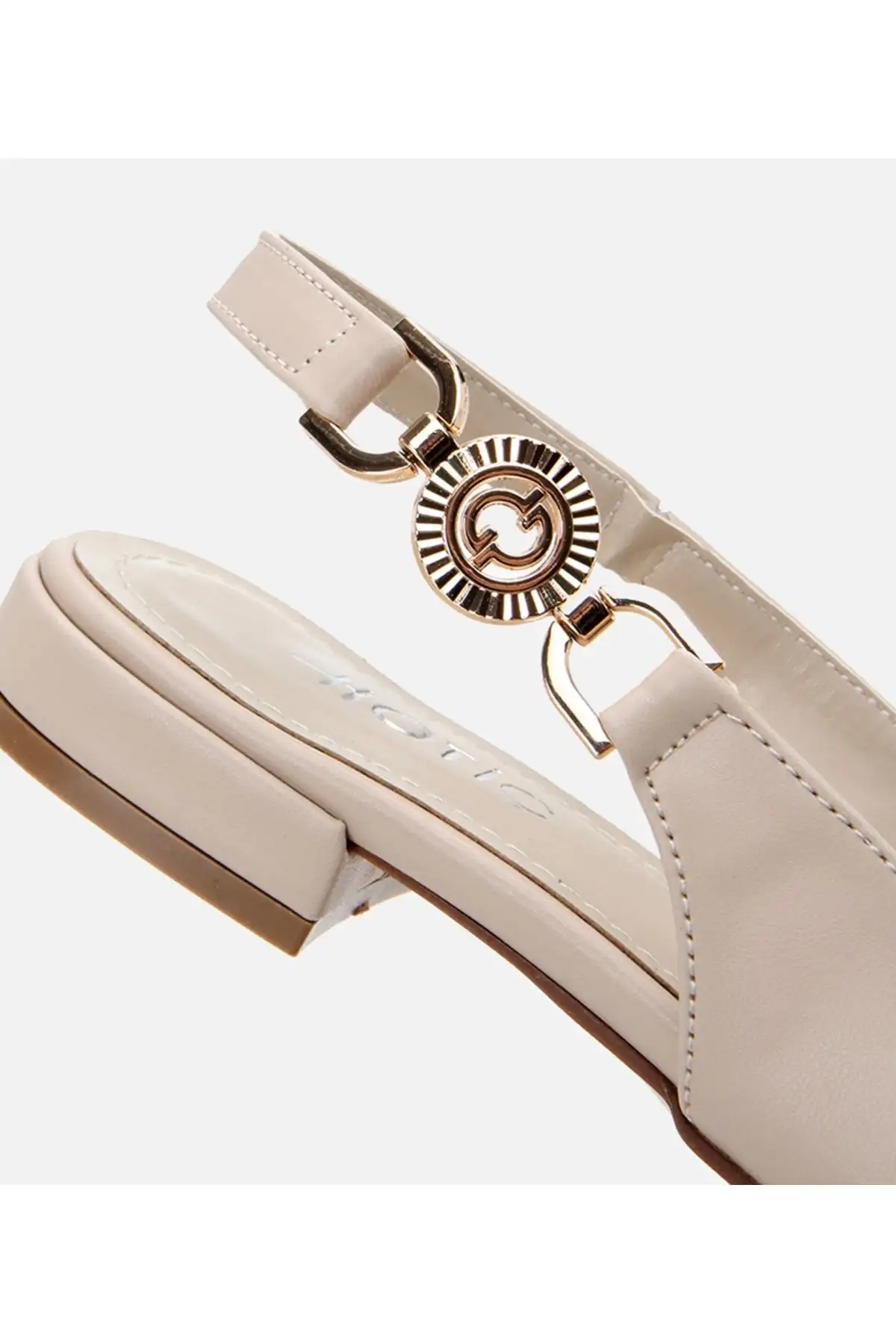 کفش تخت زنانه بابت بژ با پشت باز - 6861 کفش تخت زنانه بابت بژ با پشت باز - 6861