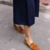 کفش اداری زنانه لوفر نازک از جنس چرم جیر رنگ قهوه‌ای اوتان - 6778