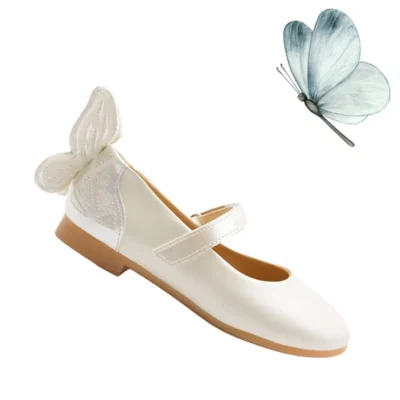 کفش دخترانه بالش طرح پروانه با جزئیات - رنگ صدفی - 5838