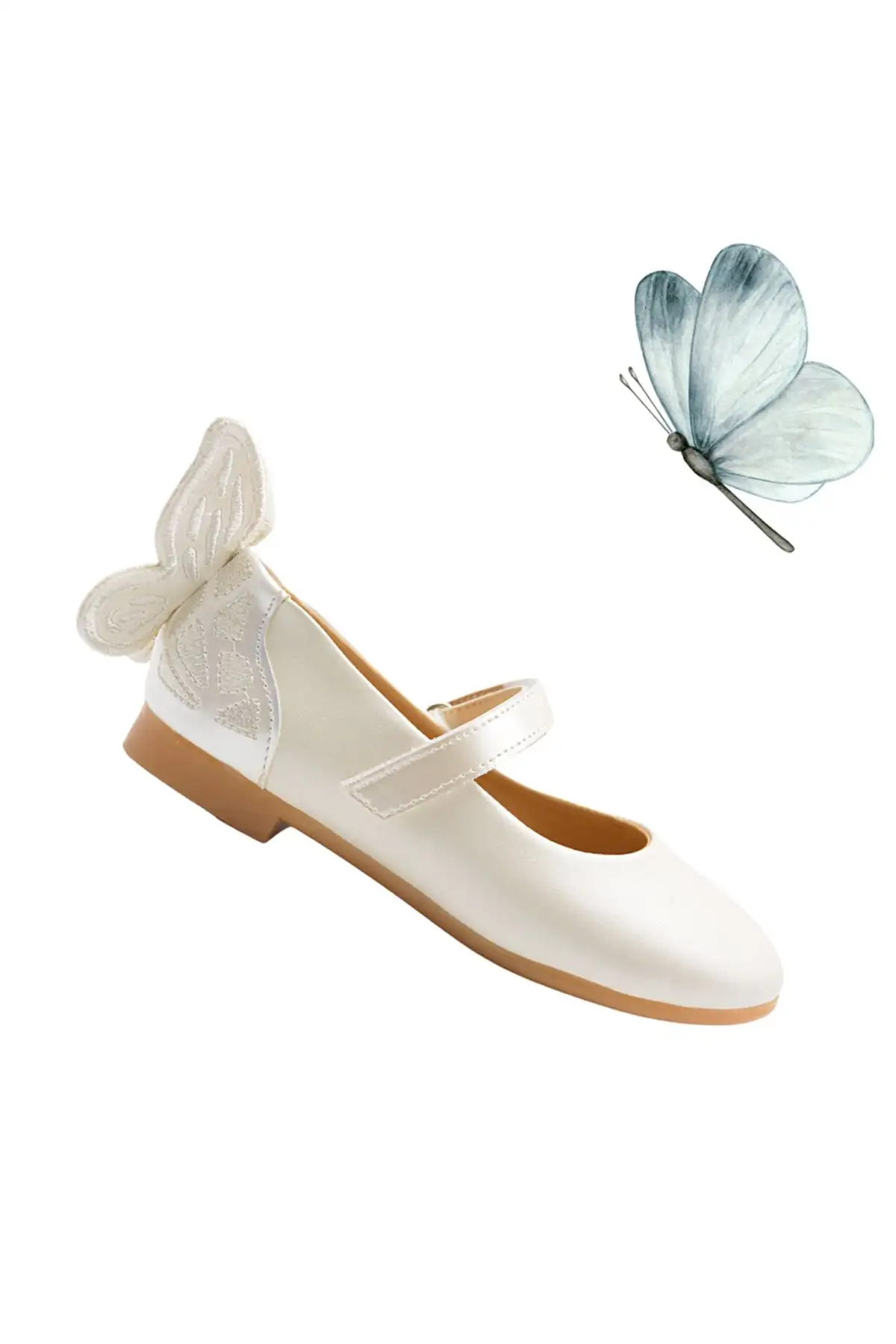 کفش دخترانه  بالش  طرح پروانه با جزئیات - رنگ صدفی - 5838 کفش دخترانه بالش طرح پروانه با جزئیات - رنگ صدفی - 5838