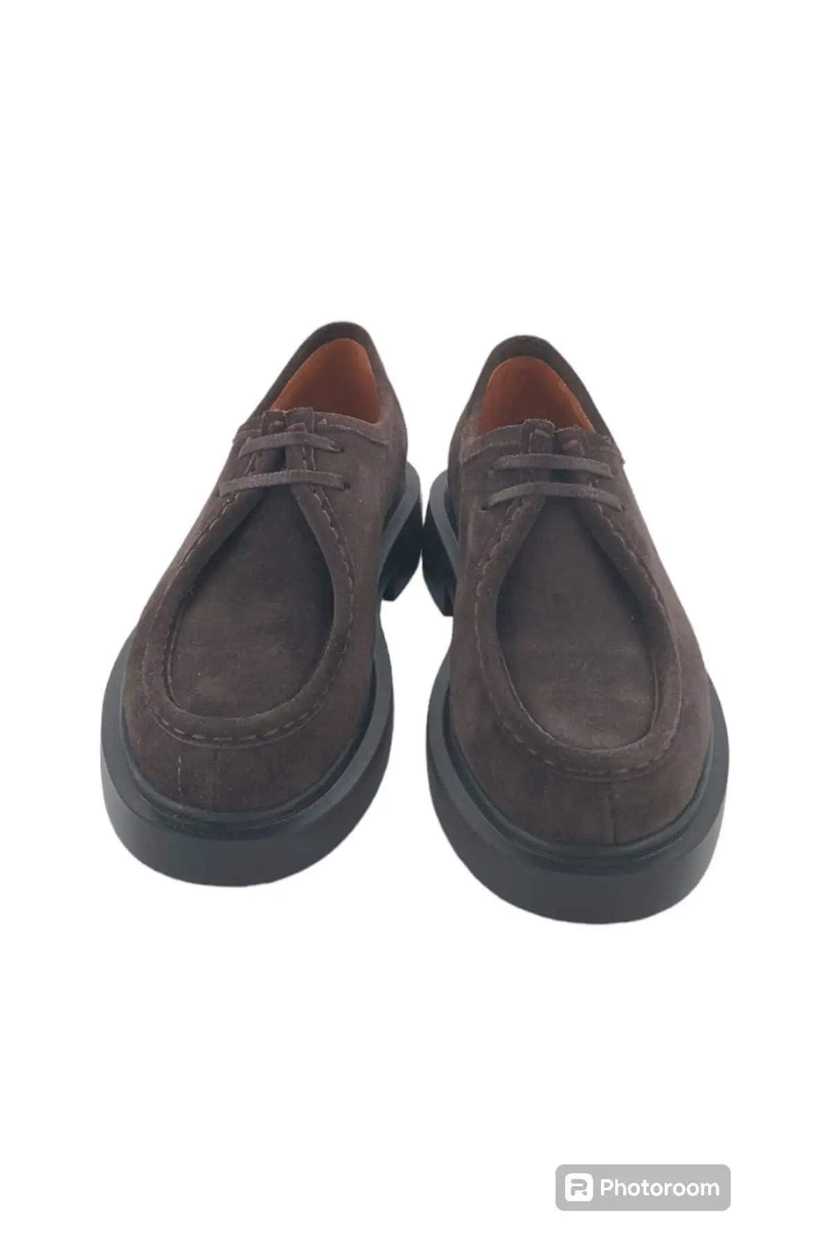 کفش رسمی مردانه روزمره قهوه‌ای رنگ از جنس سوئید با بند - 6033