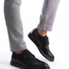 کفش رسمی مردانه Mbrgn86-s loafer چرم مشکی با بند - 6369