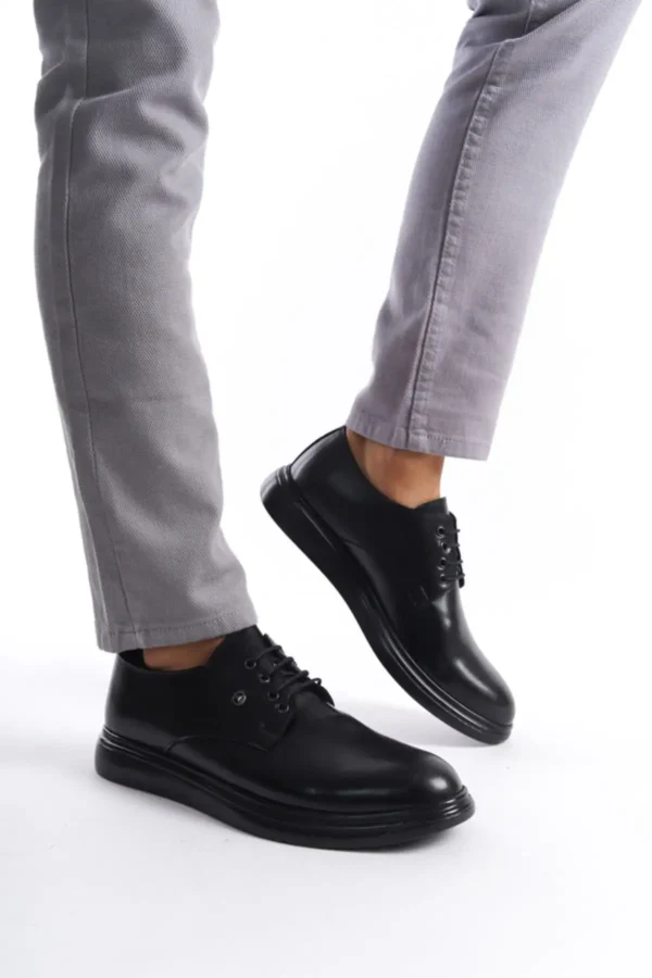 کفش رسمی مردانه Mbrgn86-s loafer چرم مشکی با بند - 6369