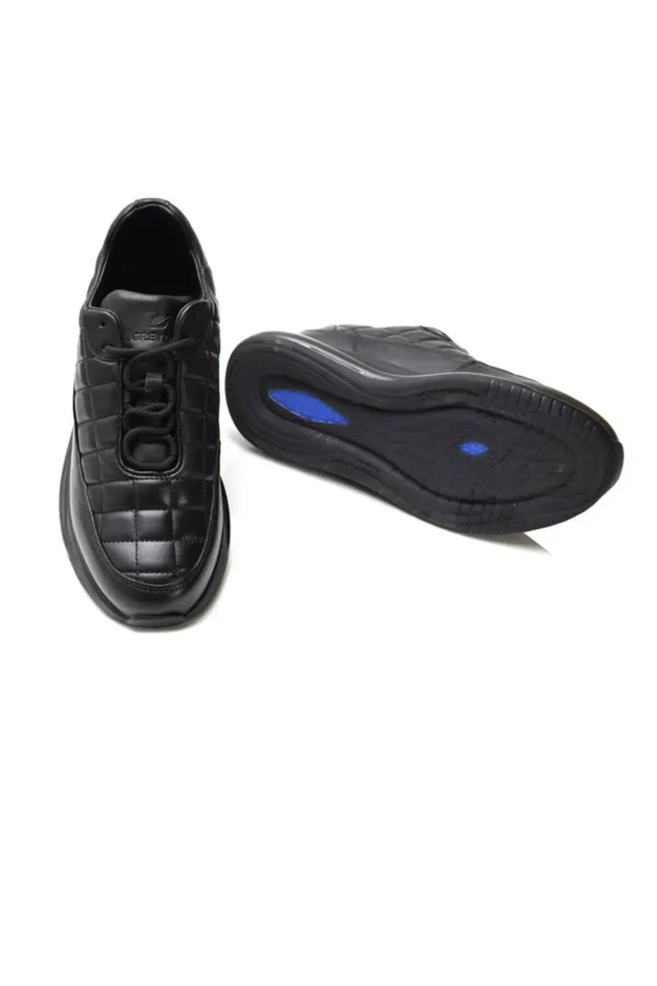 کفش سایز بزرگ مردانه ورزشی مشکی از جنس چرم طبیعی 3K1SA14732L - 5653