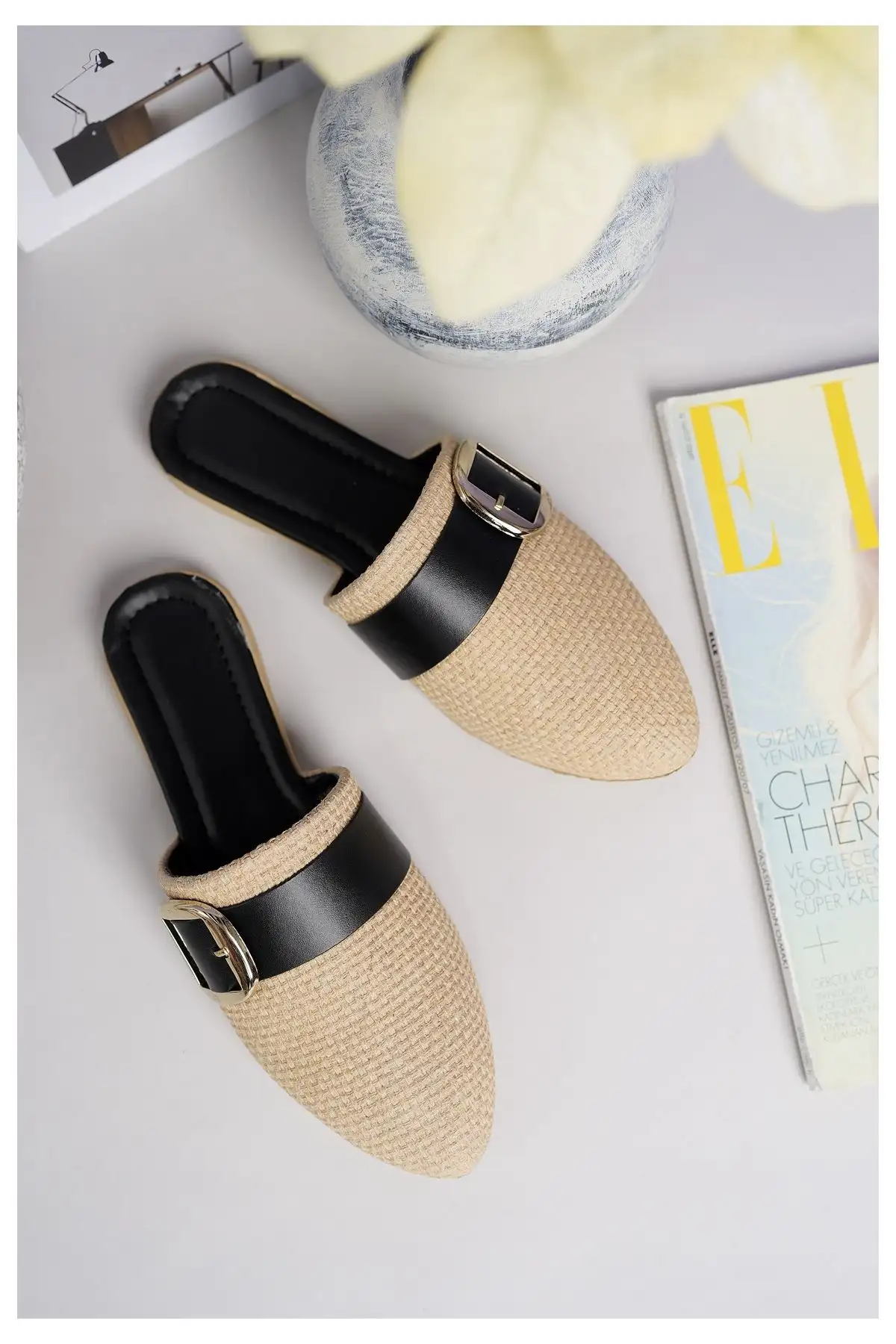 کفش اداری زنانه ترجمه فارسی محصول به شرح زیر است:"دمپایی روزمره  مشکی با جلوی بسته، بافت نی طبیعی، شیک، تابستانی، مناسب برای خانه، سواحل و تعطیلات، همچنین قابل استفاده در محیط کار." - 5730 کفش اداری زنانه ترجمه فارسی محصول به شرح زیر است: "دمپایی روزمره مشکی با جلوی بسته، بافت نی طبیعی، شیک، تابستانی، مناسب برای خانه، سواحل و تعطیلات، همچنین قابل استفاده در محیط کار." - 5730