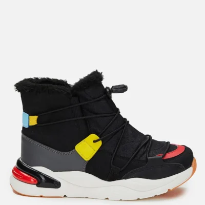 بوت بچگانه پابلو چکمه سیاه مردانه پسرانه با پشم - 5579