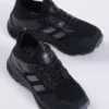 کفش پسرانه ورزشی راحت و تنفس پذیر بچه‌گانه یونی‌سکس مشکی و طوسی با بند - 5775