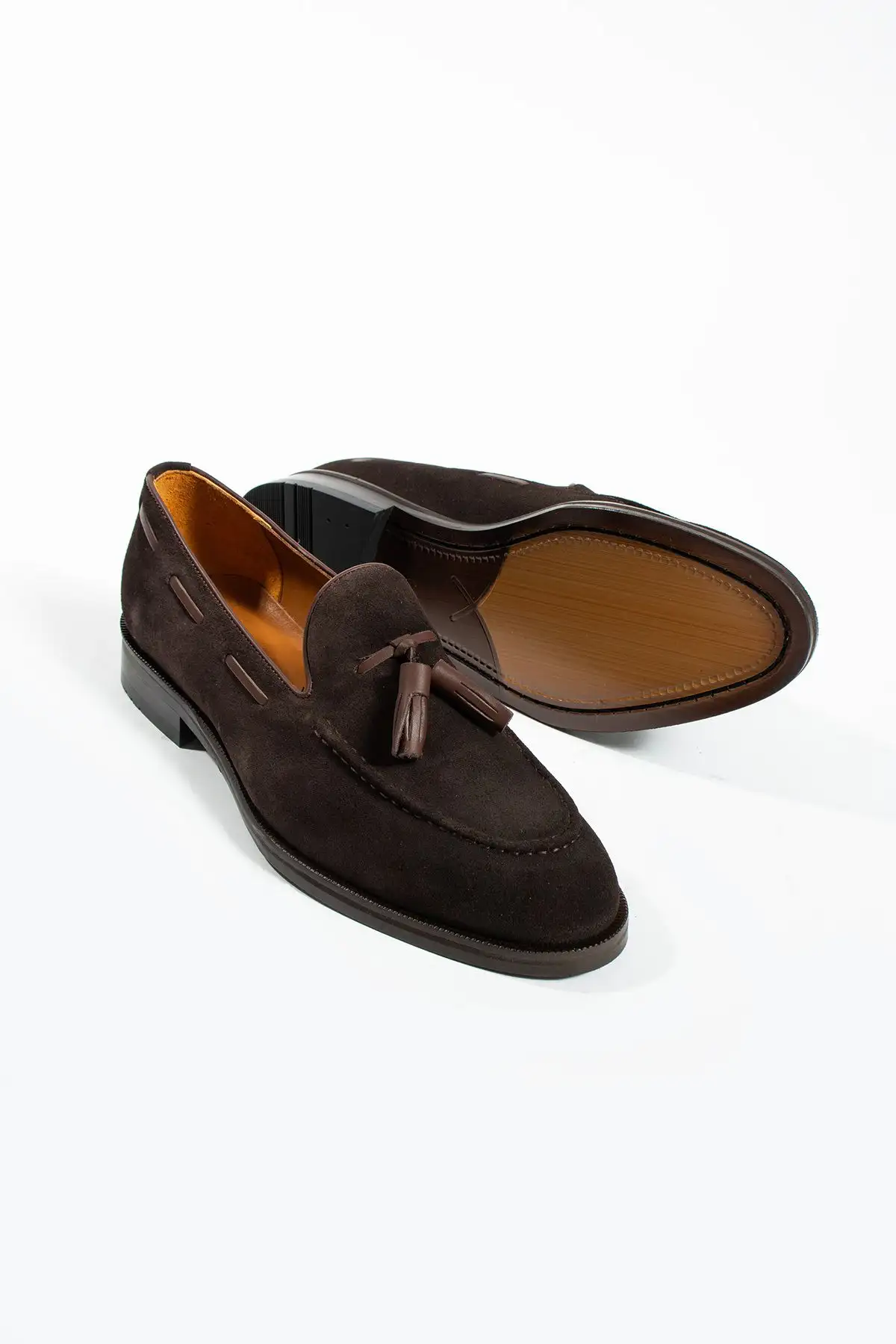 کفش رسمی مردانه لوفر کلاسیک چرم سوئدی با پاپیون نئولیت - 5944