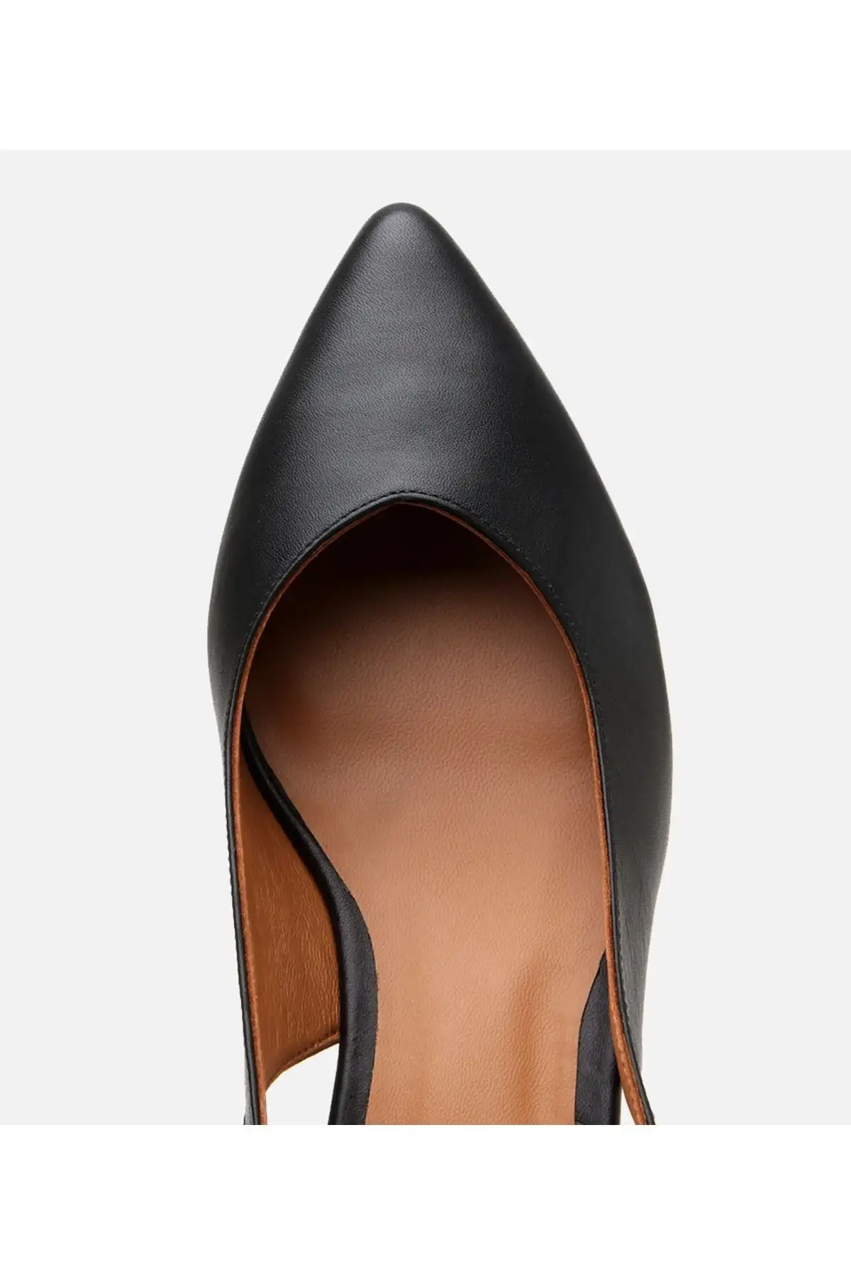 کفش تخت زنانه بابت مشکی چرم با پشت باز - 6859