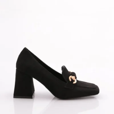 کفش پاشنه بلند زنانه مشکی جیر با بند 15122859 - 6821