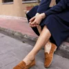 کفش اداری زنانه لوفر نازک از جنس چرم جیر رنگ قهوه‌ای اوتان - 6778