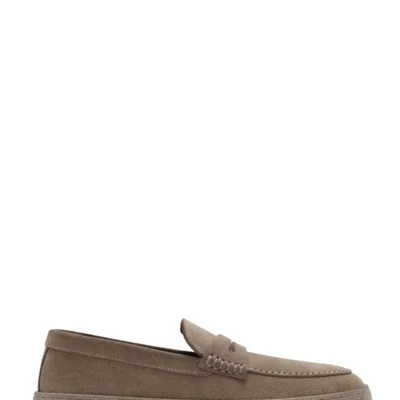 کفش روزمره مردانه مکسن چرم سوئی سوسن به رنگ بژ 25SFD755410 - 6048